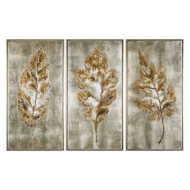 Picture of CHAMPAGNE LEAVES HAND PAINTED CANVASES (SET OF 3)