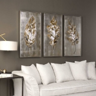 Picture of CHAMPAGNE LEAVES HAND PAINTED CANVASES (SET OF 3)