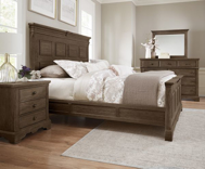 Picture of COBBLESTONE OAK QUEEN MANSION BED WITH DECORATIVE SIDE RAILS