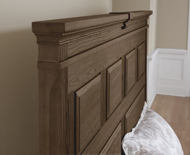 Picture of COBBLESTONE OAK QUEEN MANSION BED WITH DECORATIVE SIDE RAILS