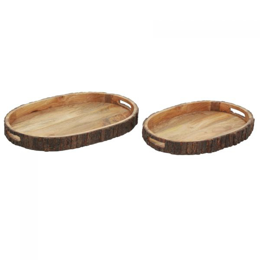 Show details for PONDEROSA SET OF 2 WOOD TRAYS Picture of PONDEROSA SET OF 2 WOOD TRAYS