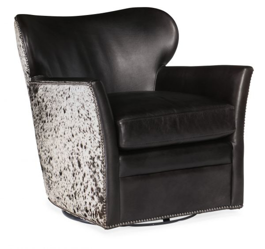 Show details for KATO LEATHER SWIVEL CHAIR WITH SALT AND PEPPER HAIR ON HIDE Picture of KATO LEATHER SWIVEL CHAIR WITH SALT AND PEPPER HAIR ON HIDE