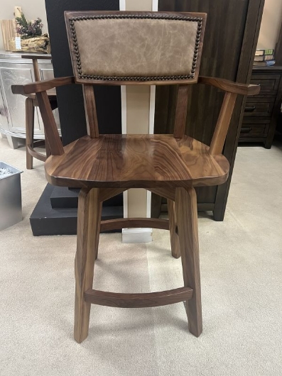 Show details for KIRBY 24" SWIVEL STOOL WITH TOP GRAIN LEATHER BACK Picture of KIRBY 24" SWIVEL STOOL WITH TOP GRAIN LEATHER BACK