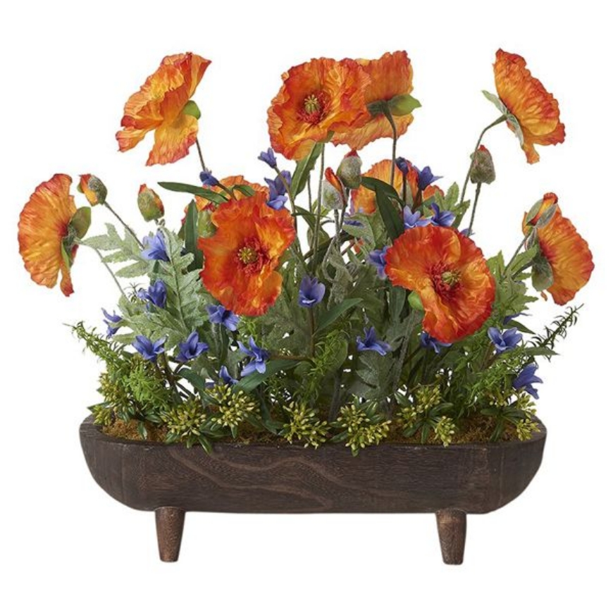 Picture of ORANGE POPPIES AND BLUE WILD FLOWERS IN DOUGH WITH LEGS