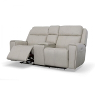 Picture of BARNETT LEATHER POWER RECLINING LOVESEAT WITH CONSOLE, POWER HEADRESTS & LUMBAR